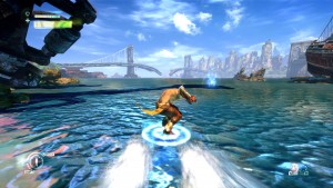 Le gameplay se varie notamment lors de phases où Monkey utilise son nuage pour glisser sur l'eau ou avancer très rapidement.